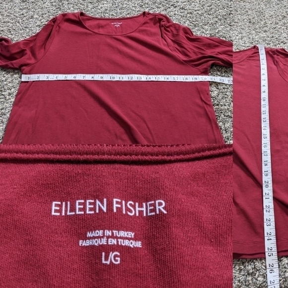 Eileen Fisher red long sleeve 100% organic cotton t-shirt L - Picture 8 of 8
